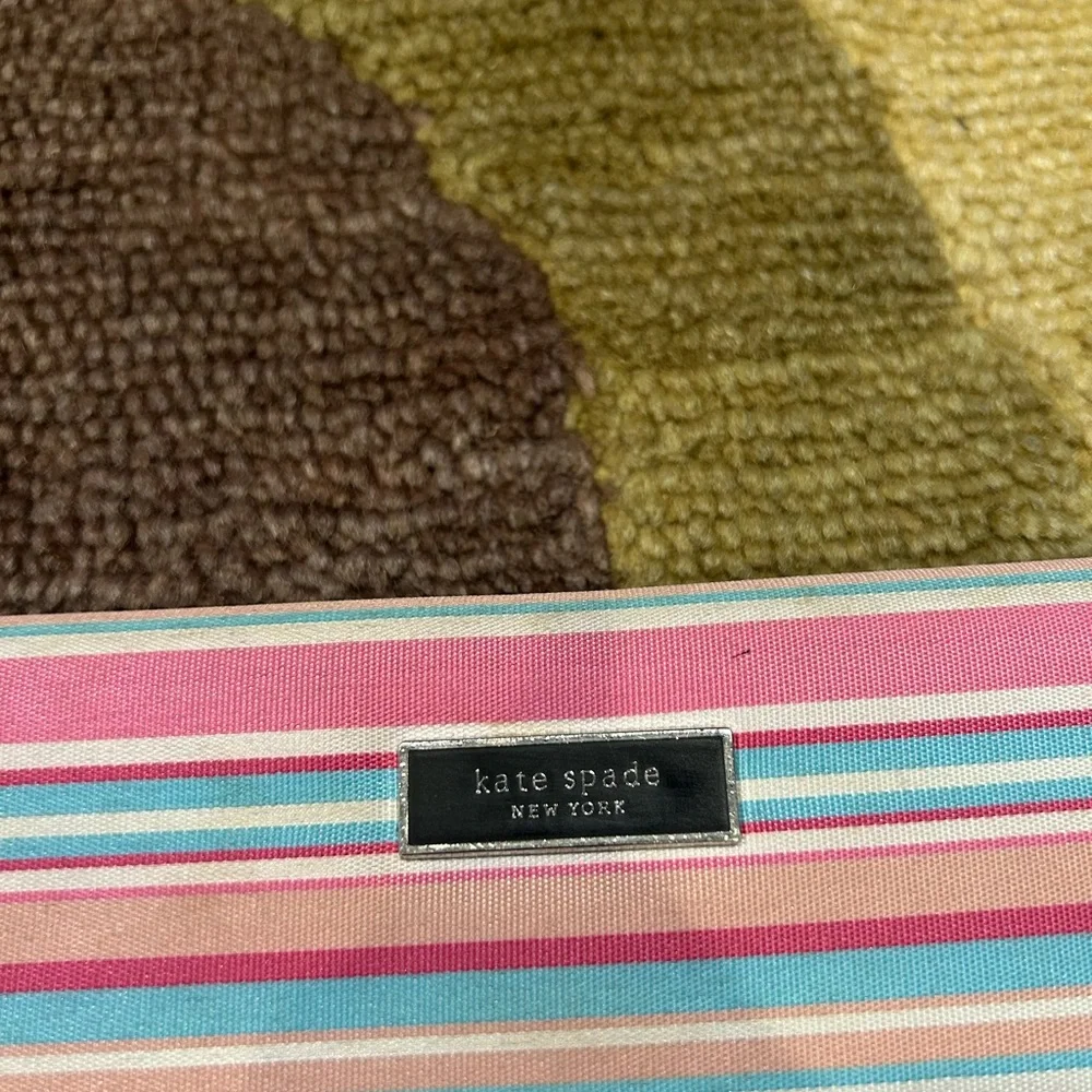 Kate Spade New York Vintage Retro Y2K Stripe Long Trifold Wallet Card Holder